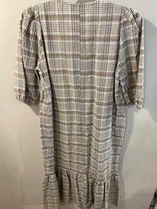 Primark white and beige/black striped Size 12 dress