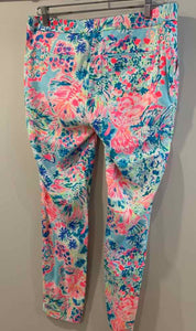 Lilly Pulitzer light blue/neon pink/white Size 8 pants